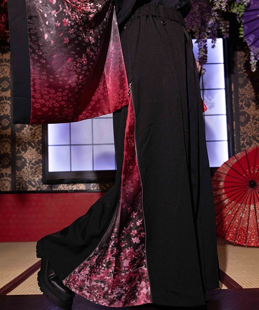 桜プリント袴パンツ