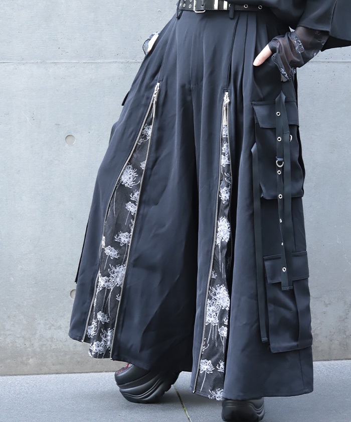 卓矢エンジェル 袴パンツ 脚絆セット 和装 サイバー 彼岸花ジップカーゴ袴パンツ | REZEN | axes femme 公式オンライン