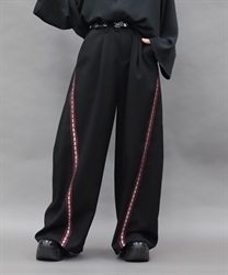 菱紋ラインパンツ(真紅-S)