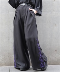 菖蒲刺繍ワイドパンツ(京紫-S)