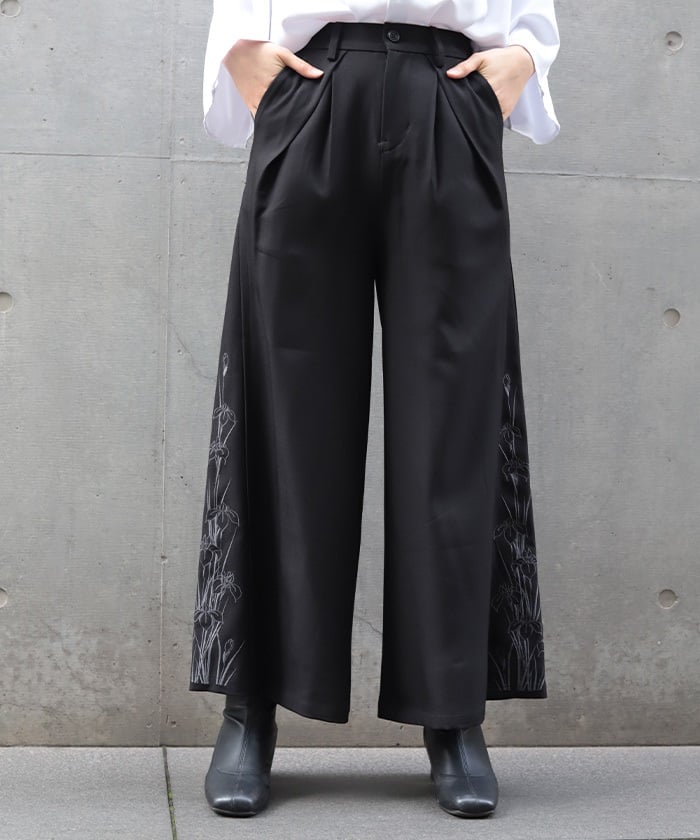 菖蒲刺繍ワイドパンツ | REZEN | axes femme 公式オンラインショップ