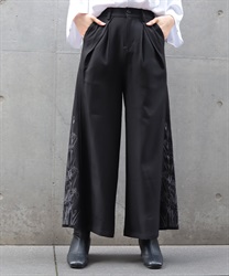 菖蒲刺繍ワイドパンツ(月白-S)