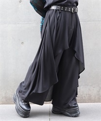 シアーレイヤードワイドパンツ(漆黒-S)