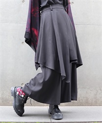 アシメレイヤードパンツ(漆黒-S)