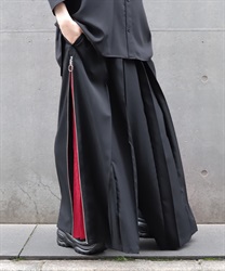 プリーツ切替袴パンツ(真紅-S)