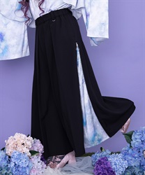 紫陽花×蝶ジャガード袴パンツ(瑠璃色-S)