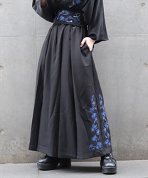 菊刺繍袴パンツ(瑠璃色-S)