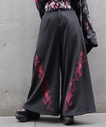 護符刺繍ワイドパンツ(真紅-S)