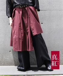 レイヤードアシメ巻きスカート(真紅-S)