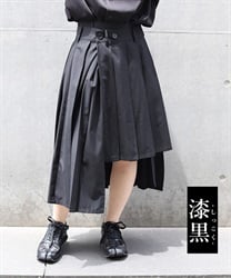 レイヤードアシメ巻きスカート(漆黒-S)