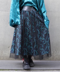 松葉菊ジャガード×チュールスカート(瑠璃色-S)