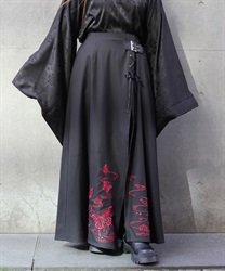 蝶刺繍アシメスカート(真紅-S)
