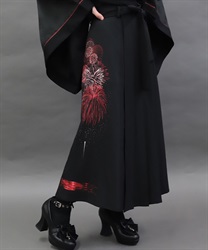 花火プリント袴スカート(真紅-S)