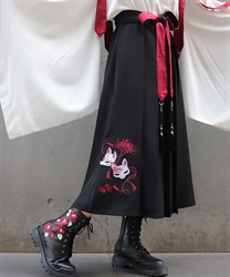 狐面刺繍スカート(真紅-S)