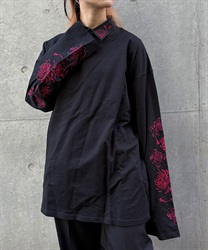 菊刺繍ロンＴ(真紅-F)