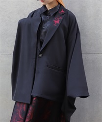 蝶刺繍和袖テーラードジャケット(真紅-M)