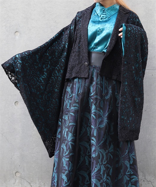 レース和袖ショートジャケット