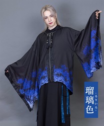 彼岸花羽織パーカー(瑠璃色-M)