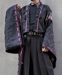 鶴×月ショート丈羽織(桜色-M)