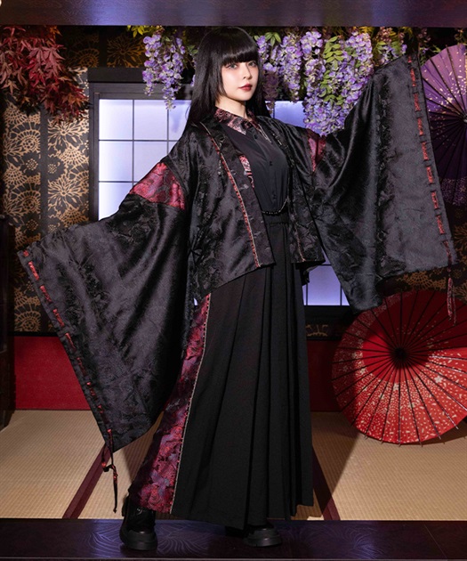 鶴×月ショート丈羽織