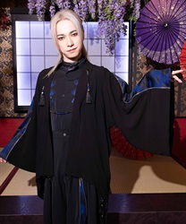 彼岸花ジップ羽織(瑠璃色-M)