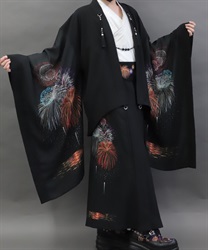花火プリント羽織(金糸雀色-M)