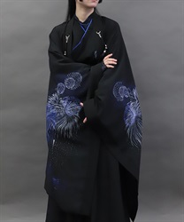 花火プリント羽織(瑠璃色-M)