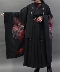 花火プリント羽織(真紅-M)