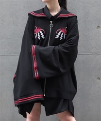 彼岸花刺繍セーラーブルゾン(真紅-F)