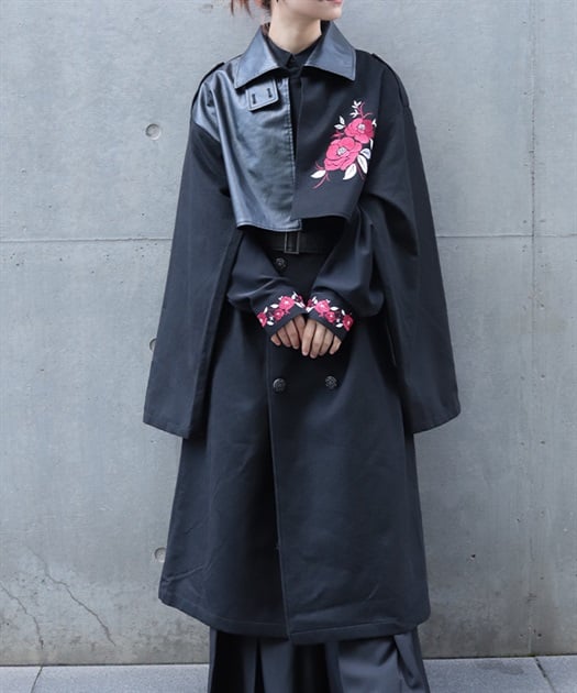 椿刺繍トレンチコート