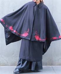 牡丹刺繍ケープコート(真紅-M)