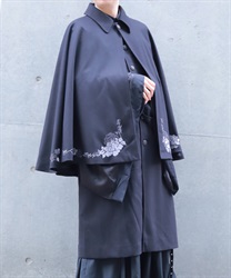 牡丹刺繍ケープコート(月白-M)