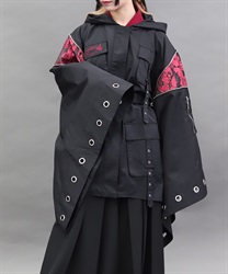 蝶刺繍和袖ミリタリーコート(真紅-M)