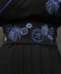 花火刺繍帯ベルト(瑠璃色-F)