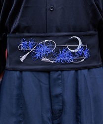 彼岸花×月刺繍帯ベルト(瑠璃色-F)