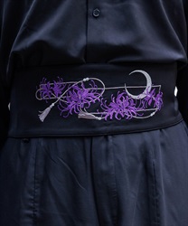 彼岸花×月刺繍帯ベルト(京紫-F)