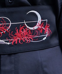 彼岸花×月刺繍帯ベルト(真紅-F)