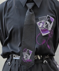 花札刺繍ネクタイ(京紫-F)