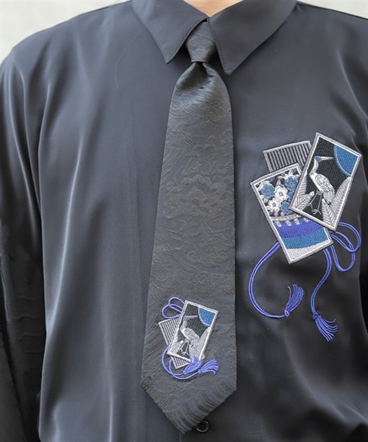 花札刺繍ネクタイ