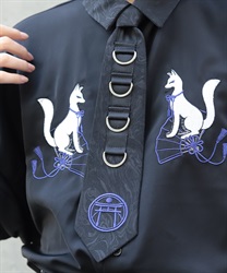 鳥居刺繍Ｄカン付ネクタイ(瑠璃色-F)