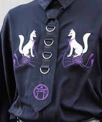 鳥居刺繍Ｄカン付ネクタイ(京紫-F)