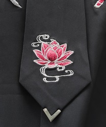 蓮刺繍ネクタイ(真紅-F)