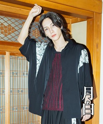 霞柄切替半袖シャツ【2点10%OFF対象商品】(月白-M)