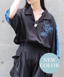 彼岸花刺繍半袖シャツ【二次予約】
