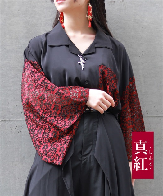 レース切替和袖シャツ | レディース服・レディースファッション レース切替和袖シャツ | レディース服・レディースファッション