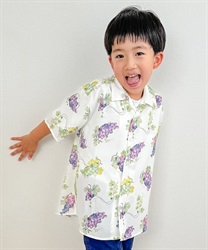 kidsキッズ／ぶどうプリントアロハ【WEB限定価格】(白-110cm)