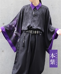 金剛力士プリント和袖シャツ(本紫-M)