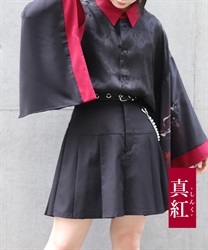 金剛力士プリント和袖シャツ(真紅-M)