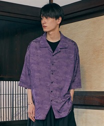江戸風ジャガード半袖シャツ【WEB限定価格】【期間限定価格】(パープル-M)