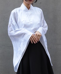 扇子ジャガード着物シャツ(月白-M)